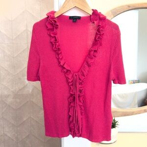 J. Crew Women's Silk-Cashmere Ruffle Tie-Front Sweater - M